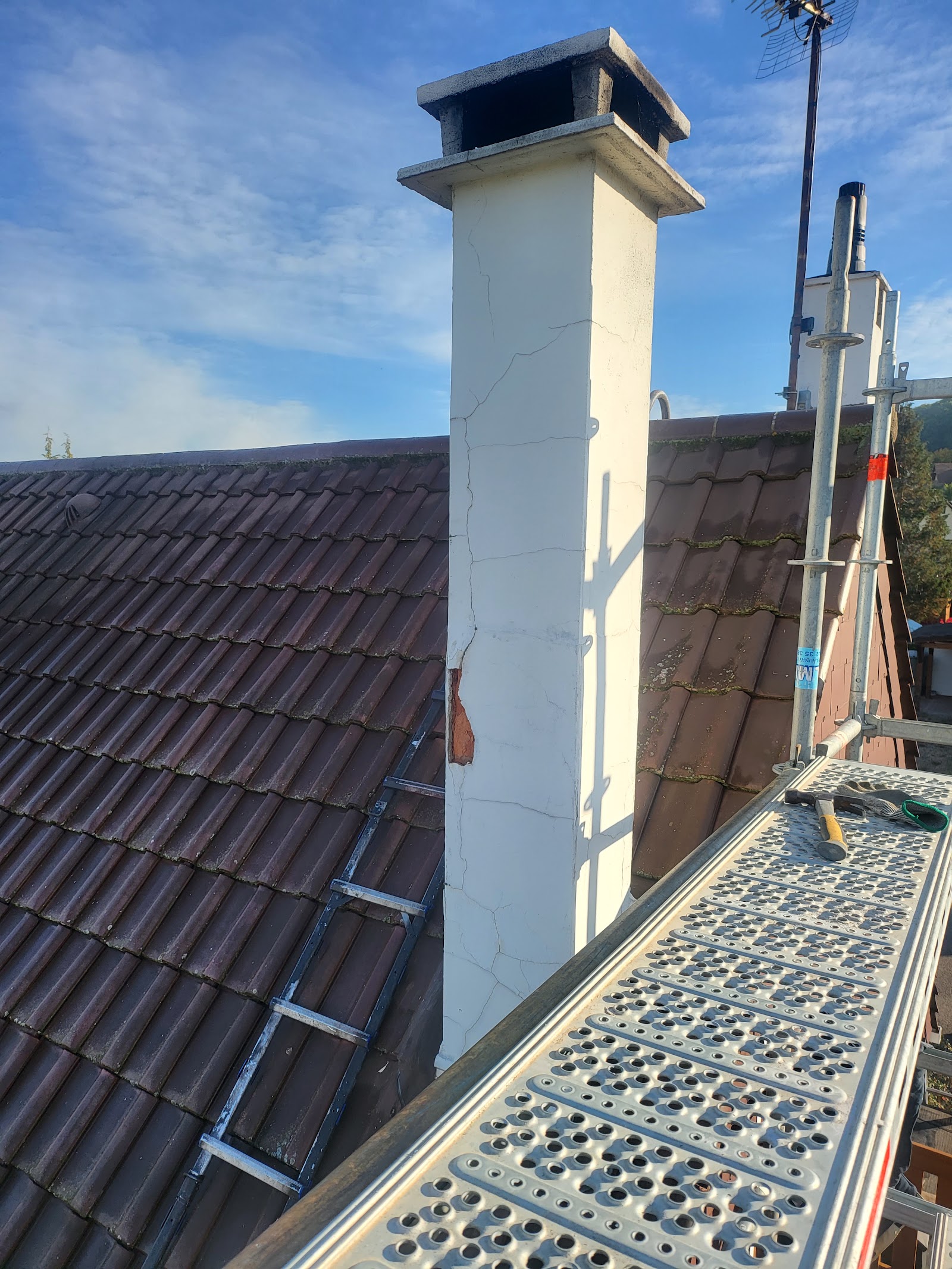 Préparation de la rénovation d'un conduit de cheminée